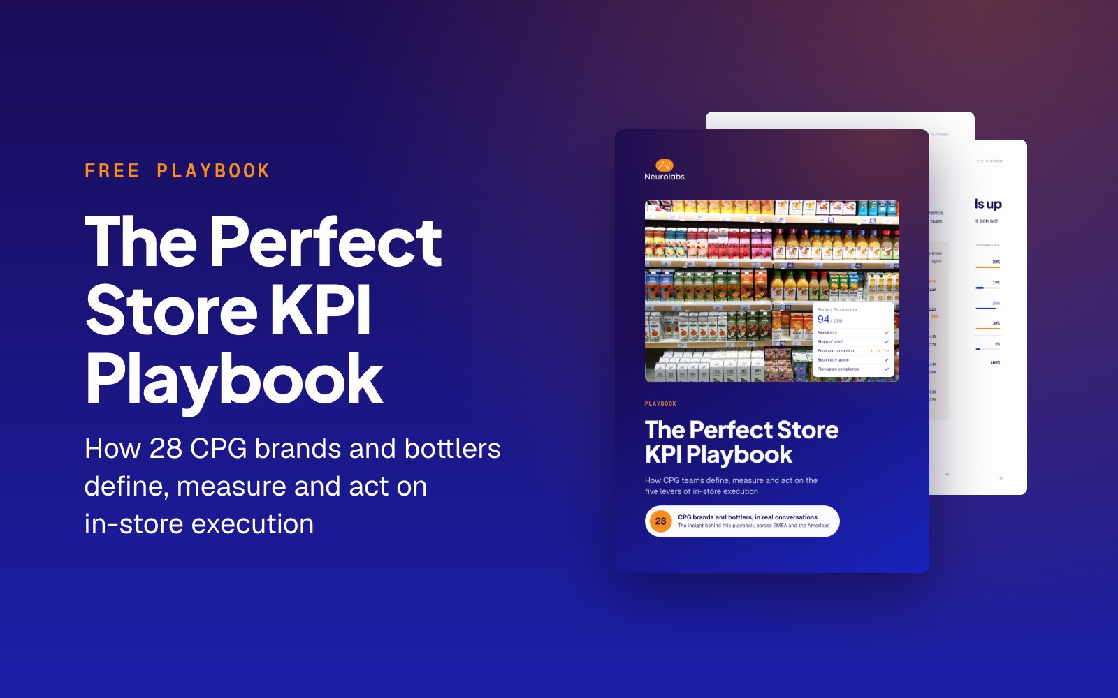 The Perfect Store KPI Playbook cover with two inside pages behind it