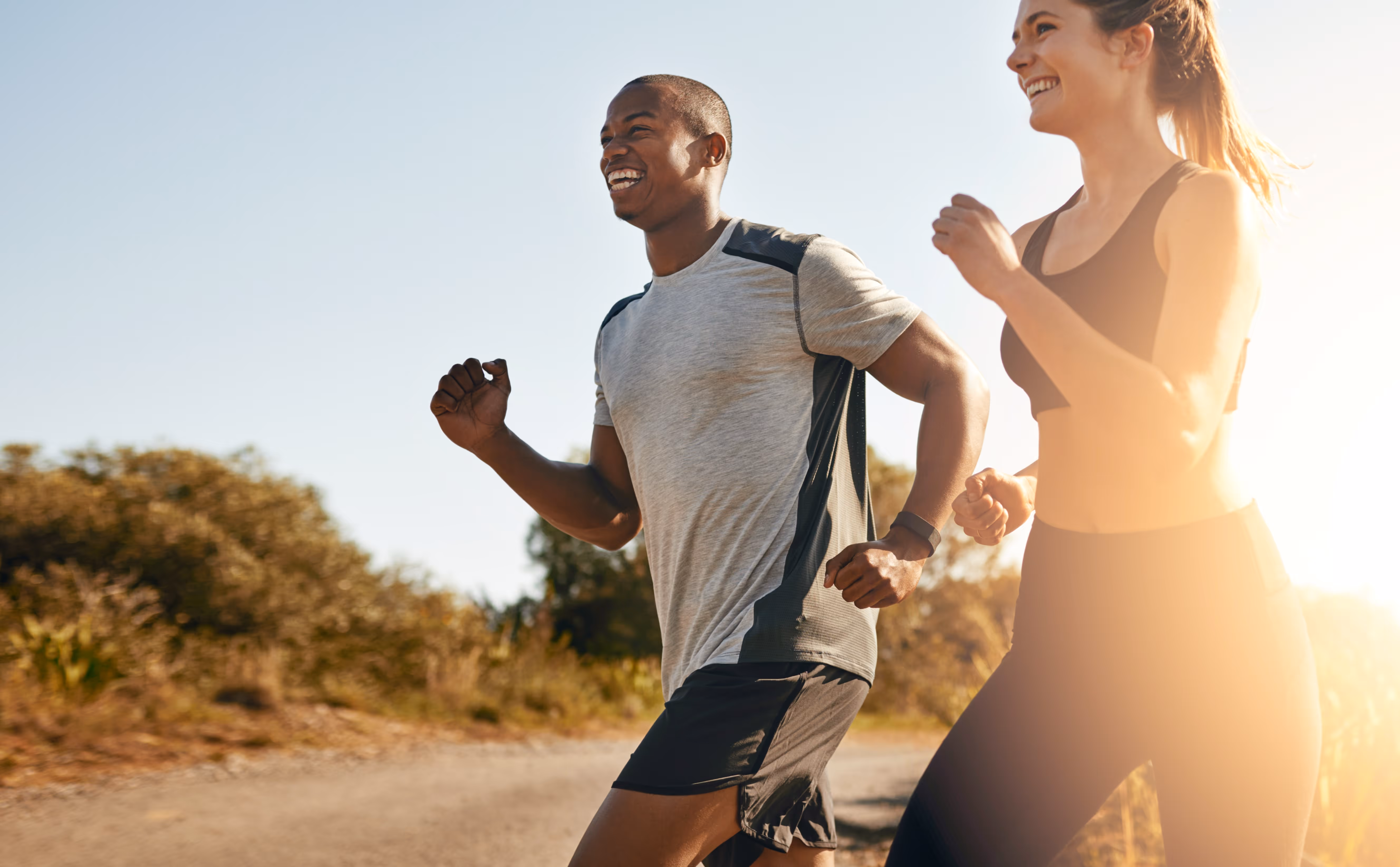 Couple running stock image