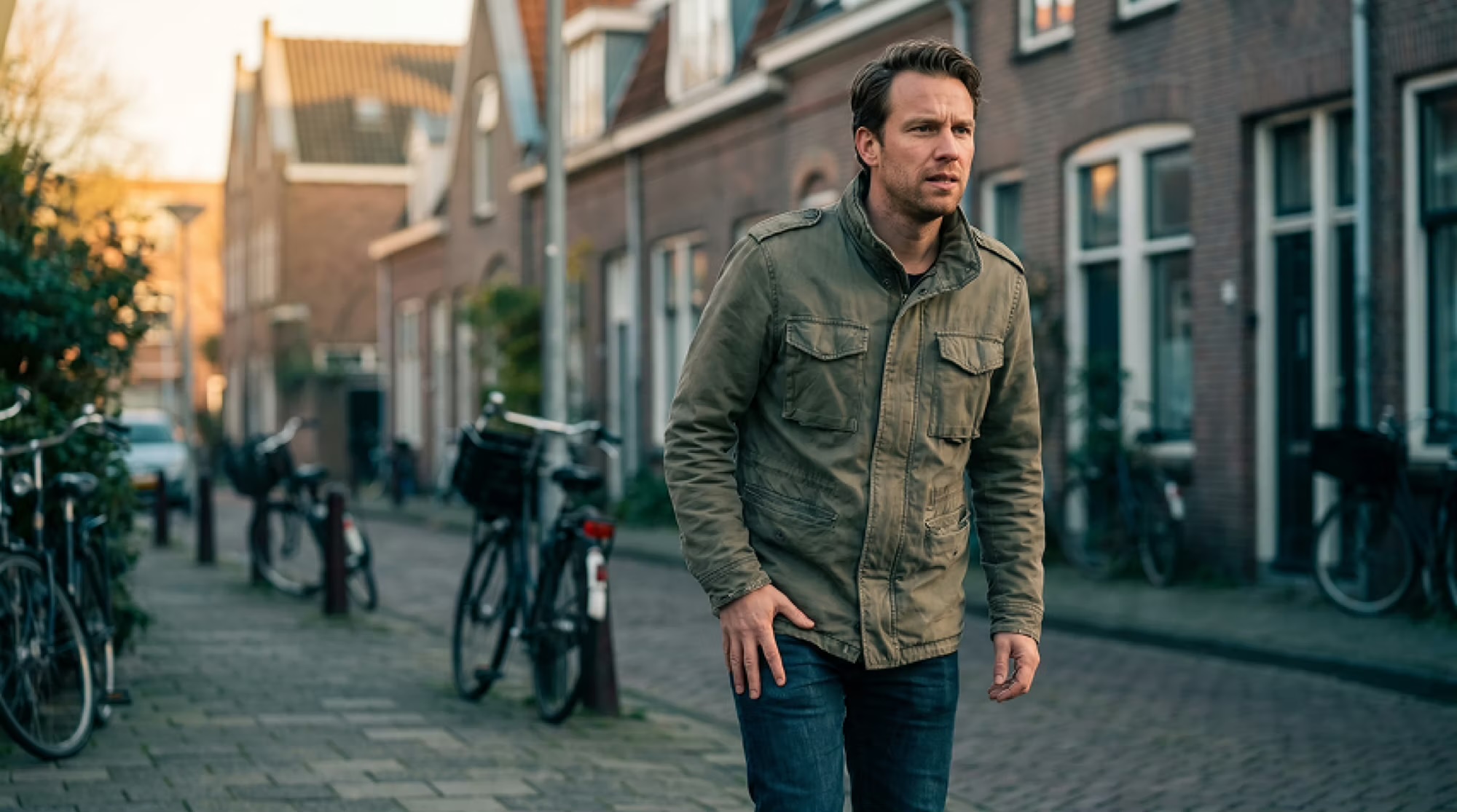 Man op straat in Amsterdam
