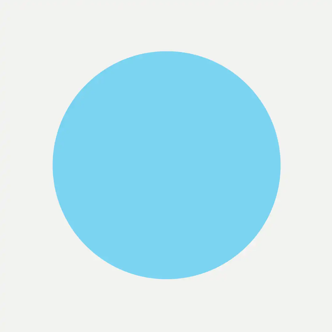Solid light blue circle centered on a light gray background.