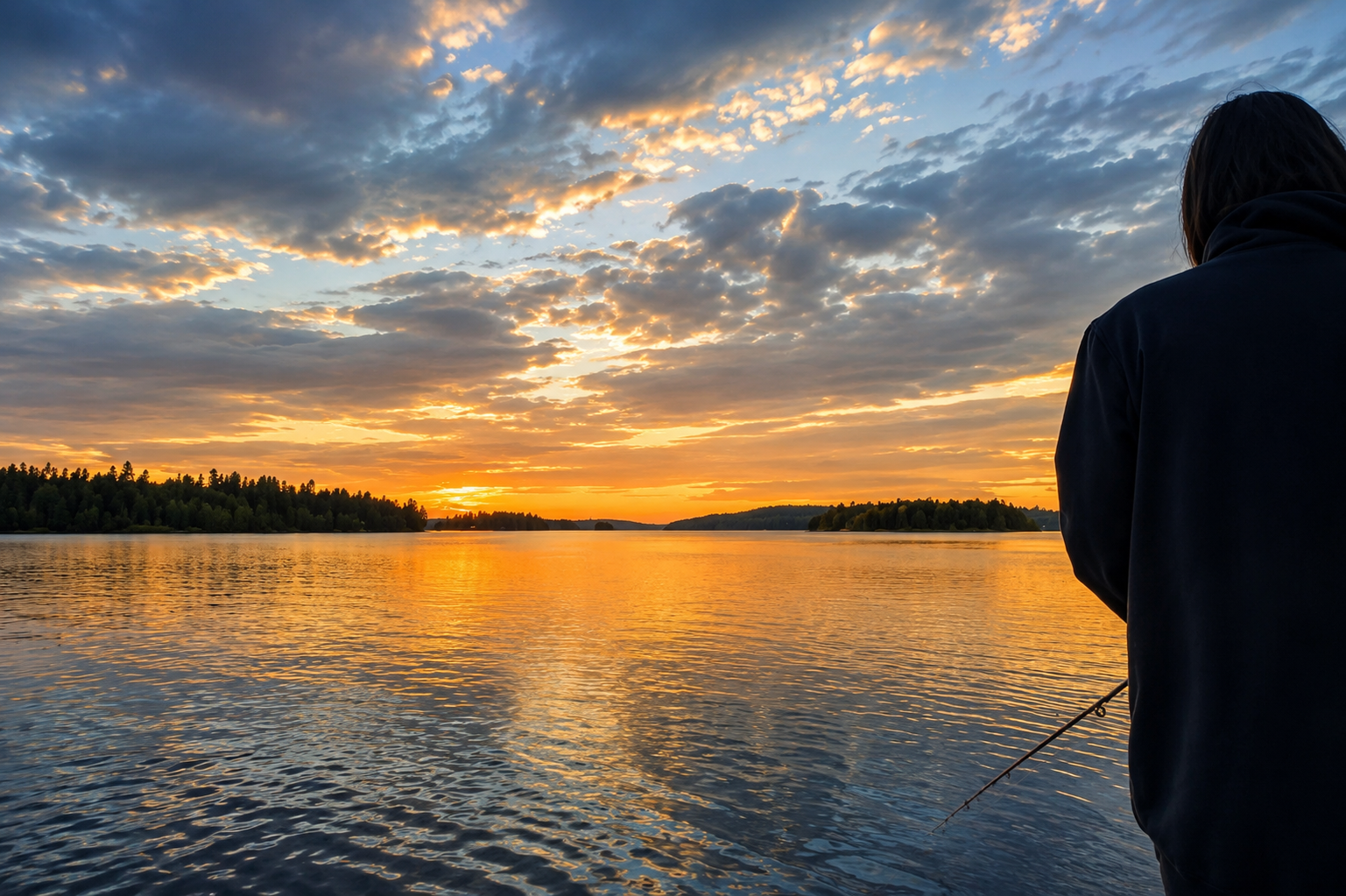 Angler on crystal-clear Temagami water