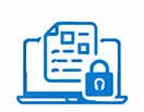 Laptop displaying a document icon with a padlock symbolizing secure data or privacy.