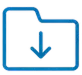 Blue folder icon with a downward arrow indicating download or file save action.