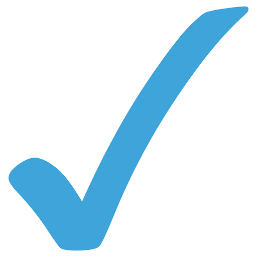 Blue checkmark symbol representing approval or completion.