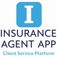 Insurance Agent App logo with a blue square and white I above text Client Service Platform.