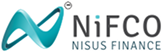 Nifco Nisus Finance company logo with stylized turquoise and teal ribbon design.