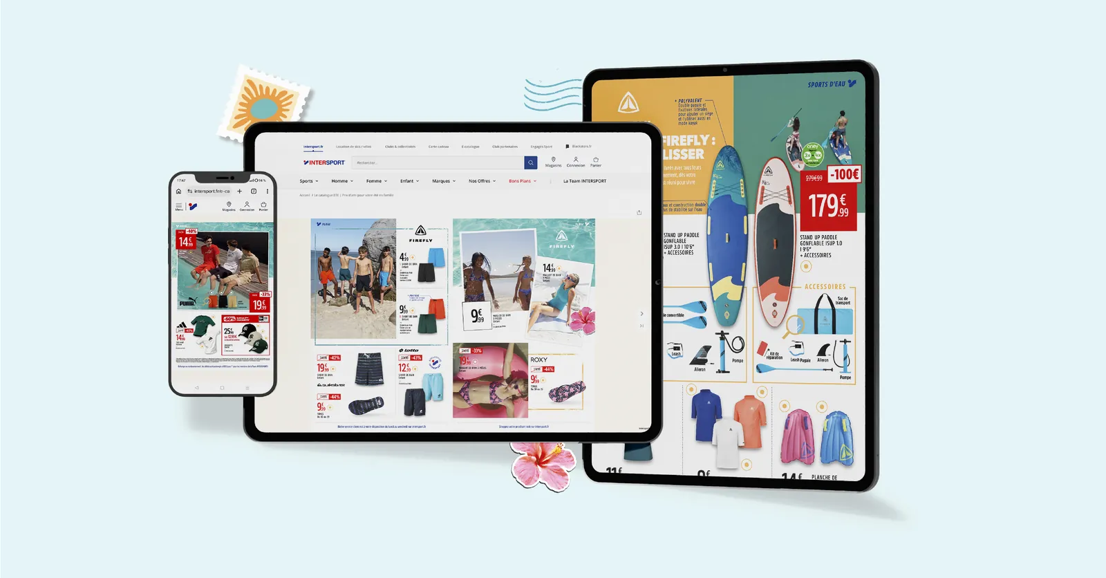 INTERSPORT e-catalog displayed on smartphone, website and tablet