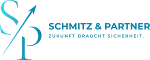 Logo von Schmitz & Partner mit dem S&P Symbol und dem Text 'Zukunft braucht Sicherheit.'