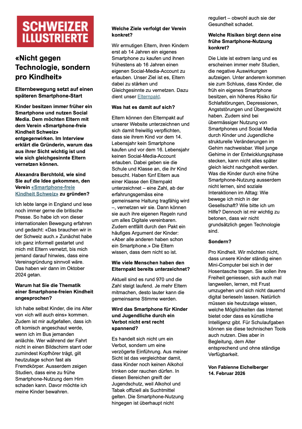 «Nicht gegen Technologie, sondern pro Kindheit»