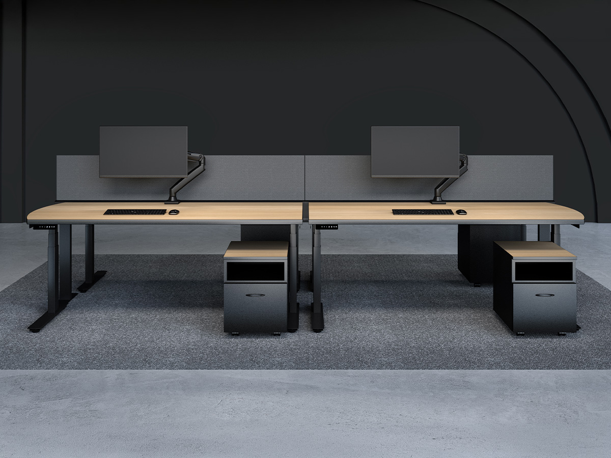 Jet 4-pack with storage against a black wall. 