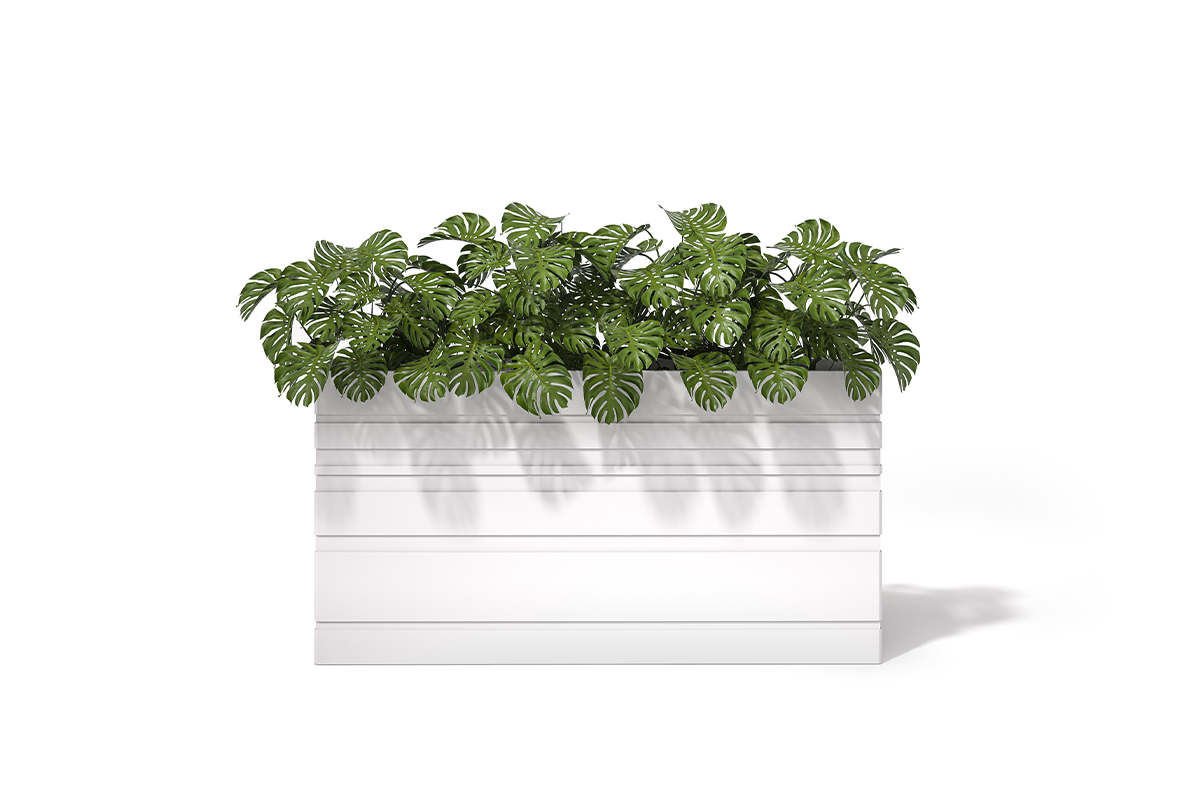 Terra planter with horizontal stripes. 