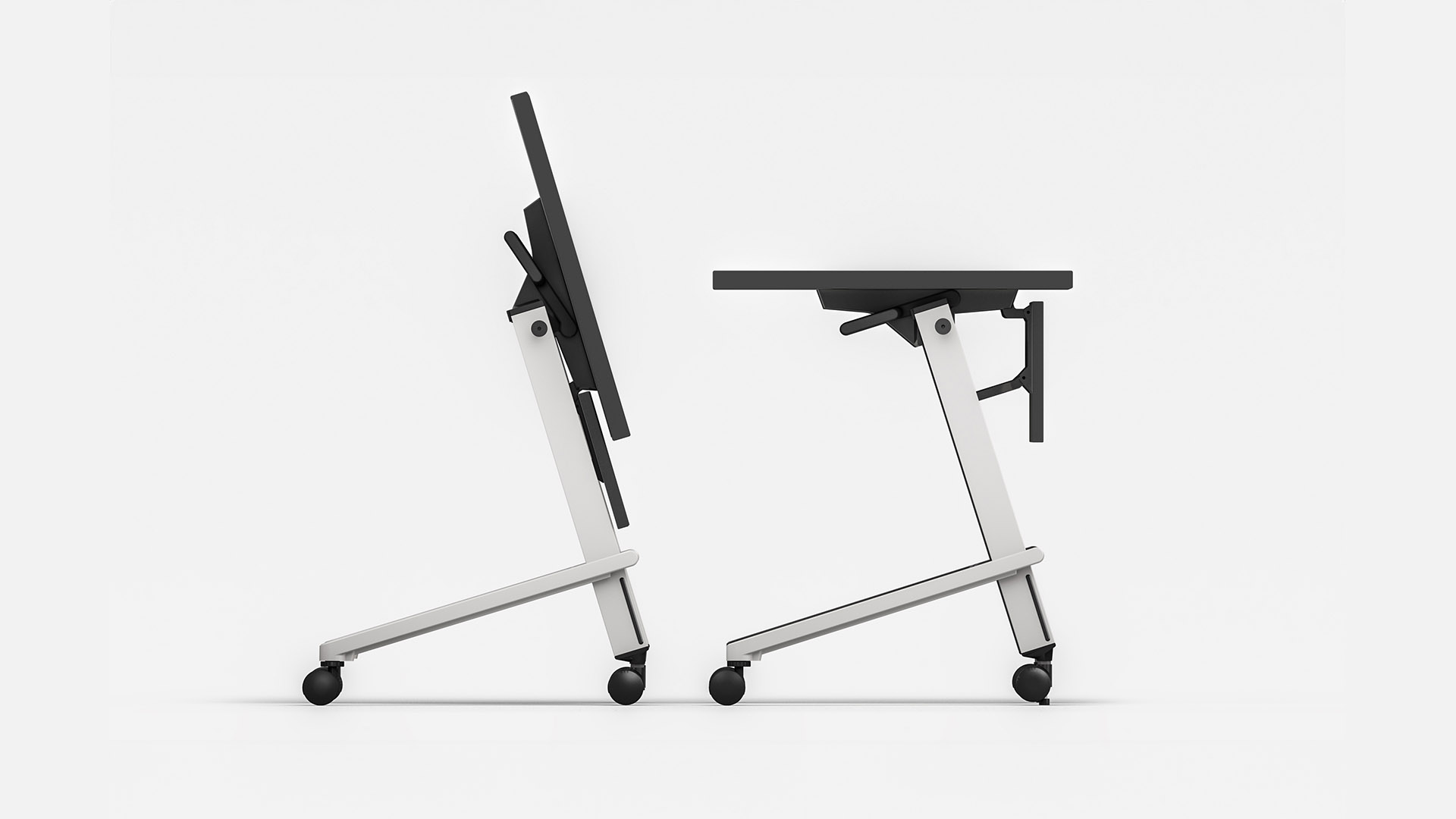 Quantum modesty panels articulate to the table base