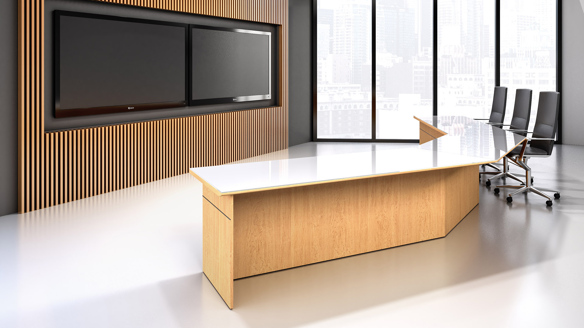 VOU 150-degree V-shaped table configuration