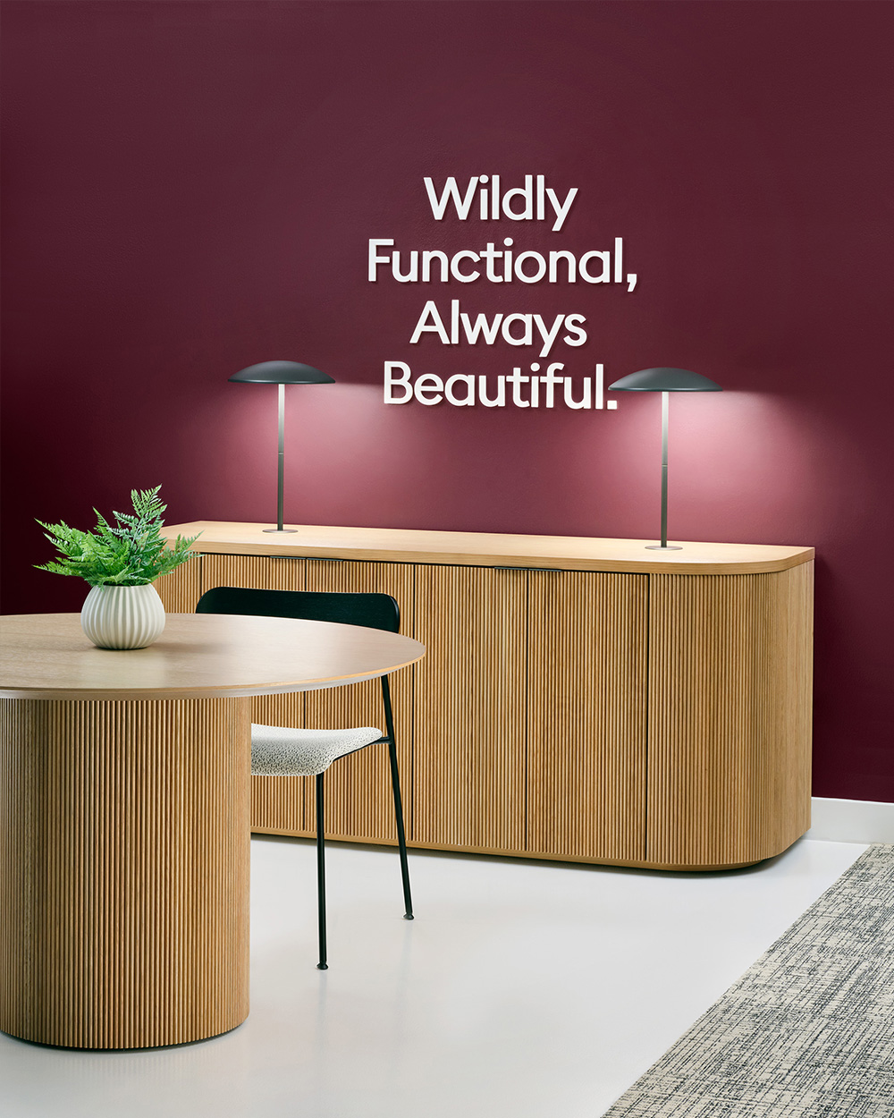 Storage with round table and a chair