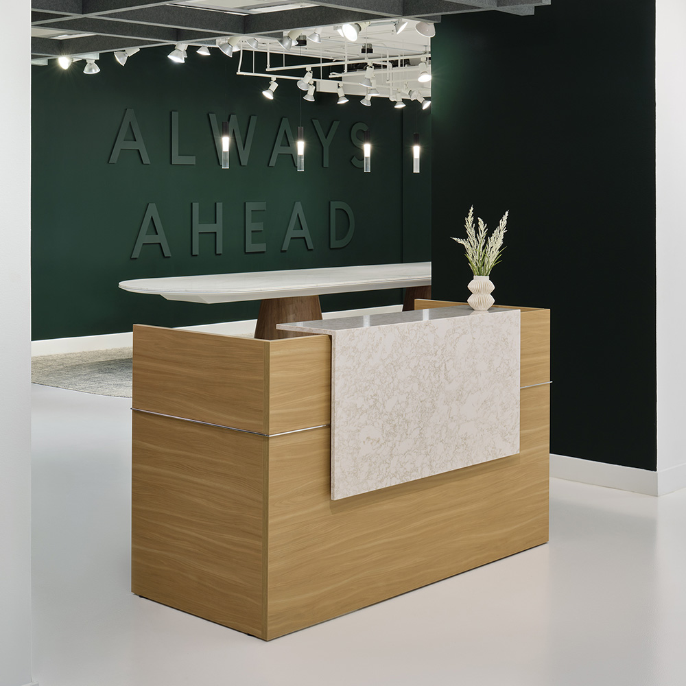 Reception station with plant