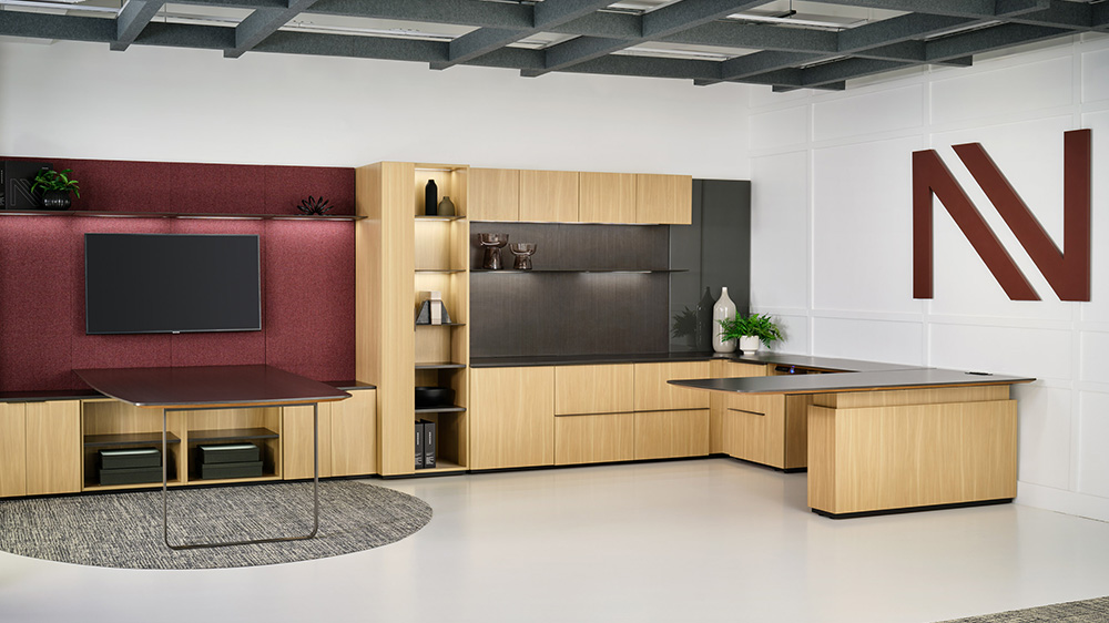 Desk with storage and tV
