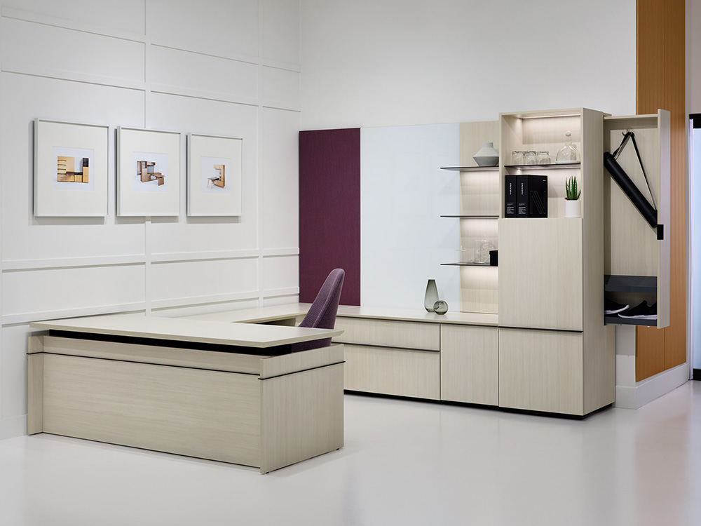 Desk with storage and chair
