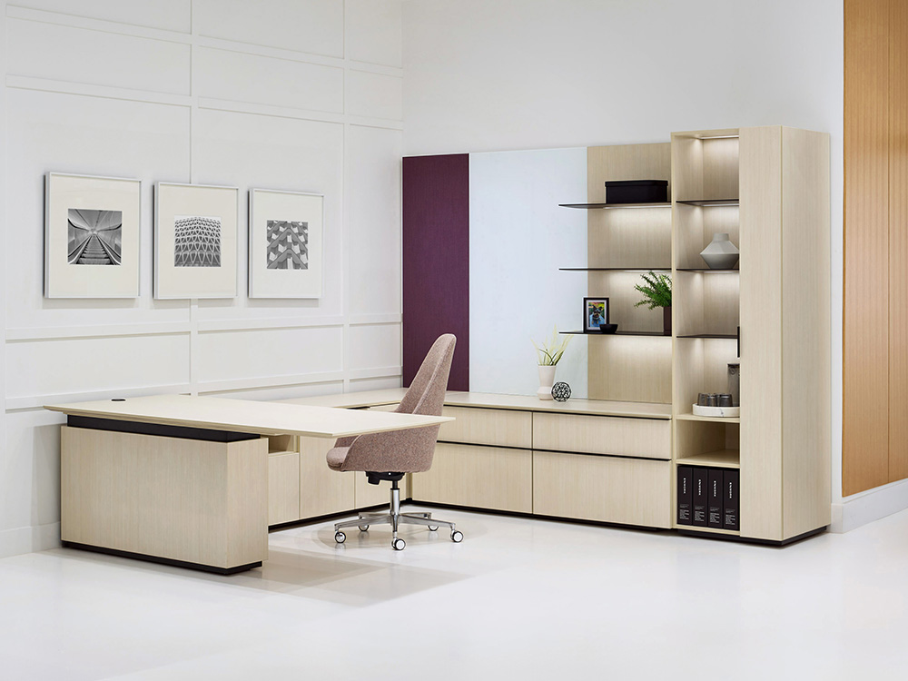 Desk with storage and chair