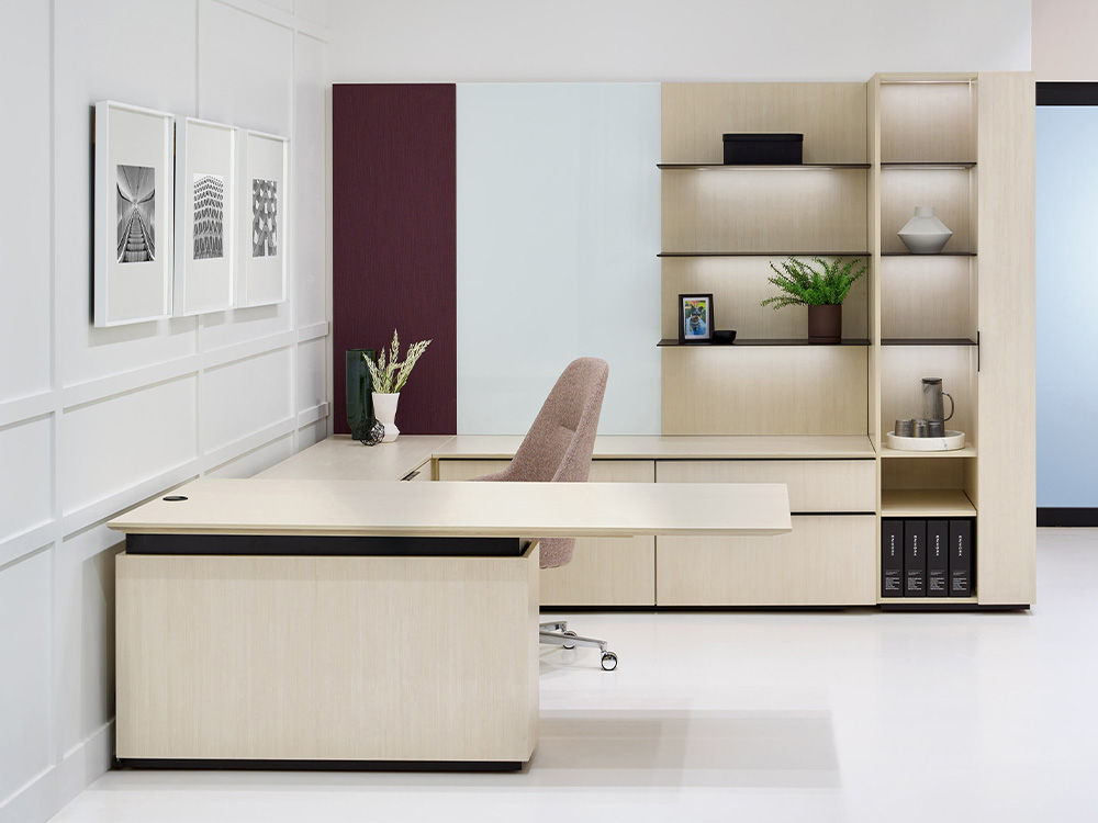 Desk with storage and chair
