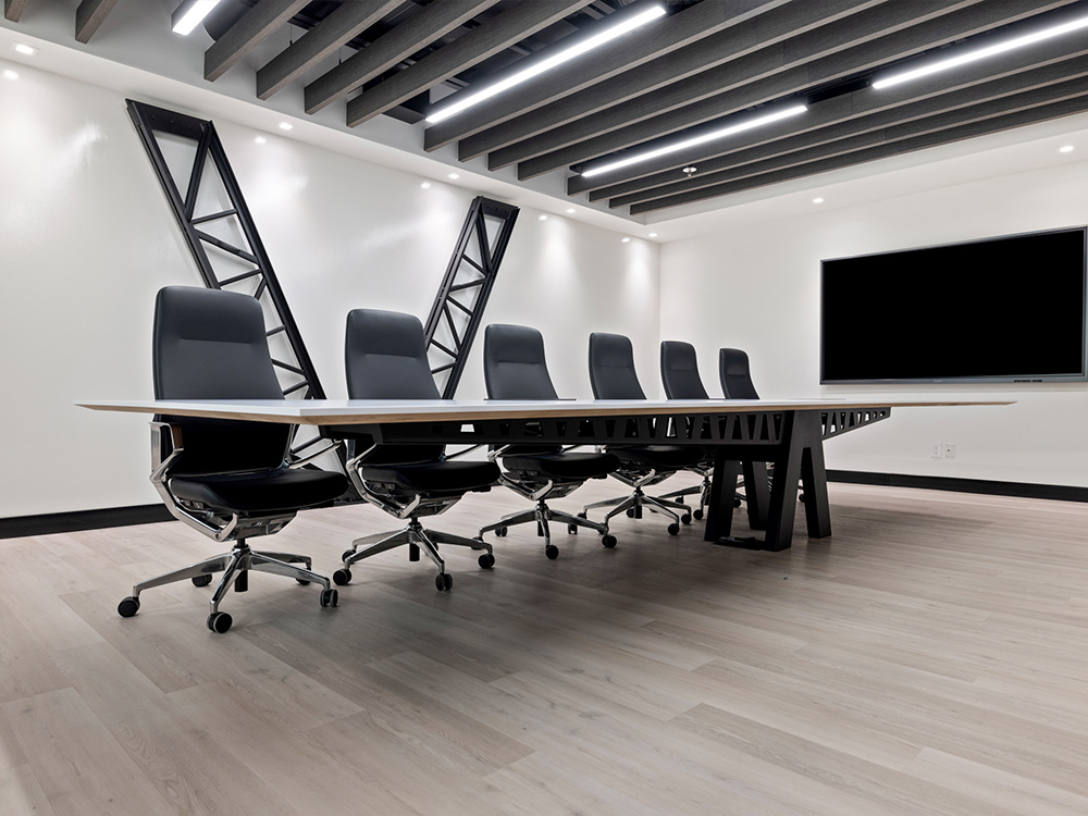 Table with chairs on one side