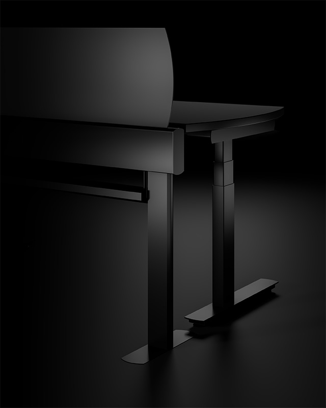 Jet beam with curvilinear screen shown in all black.