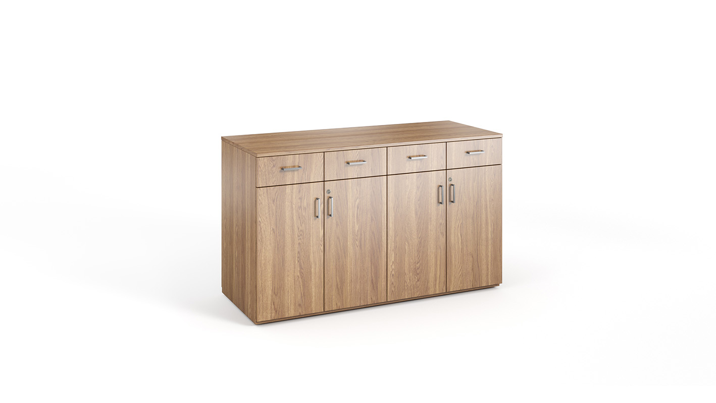 60" wide Foundation Monitor Lift Credenza with hidden TV