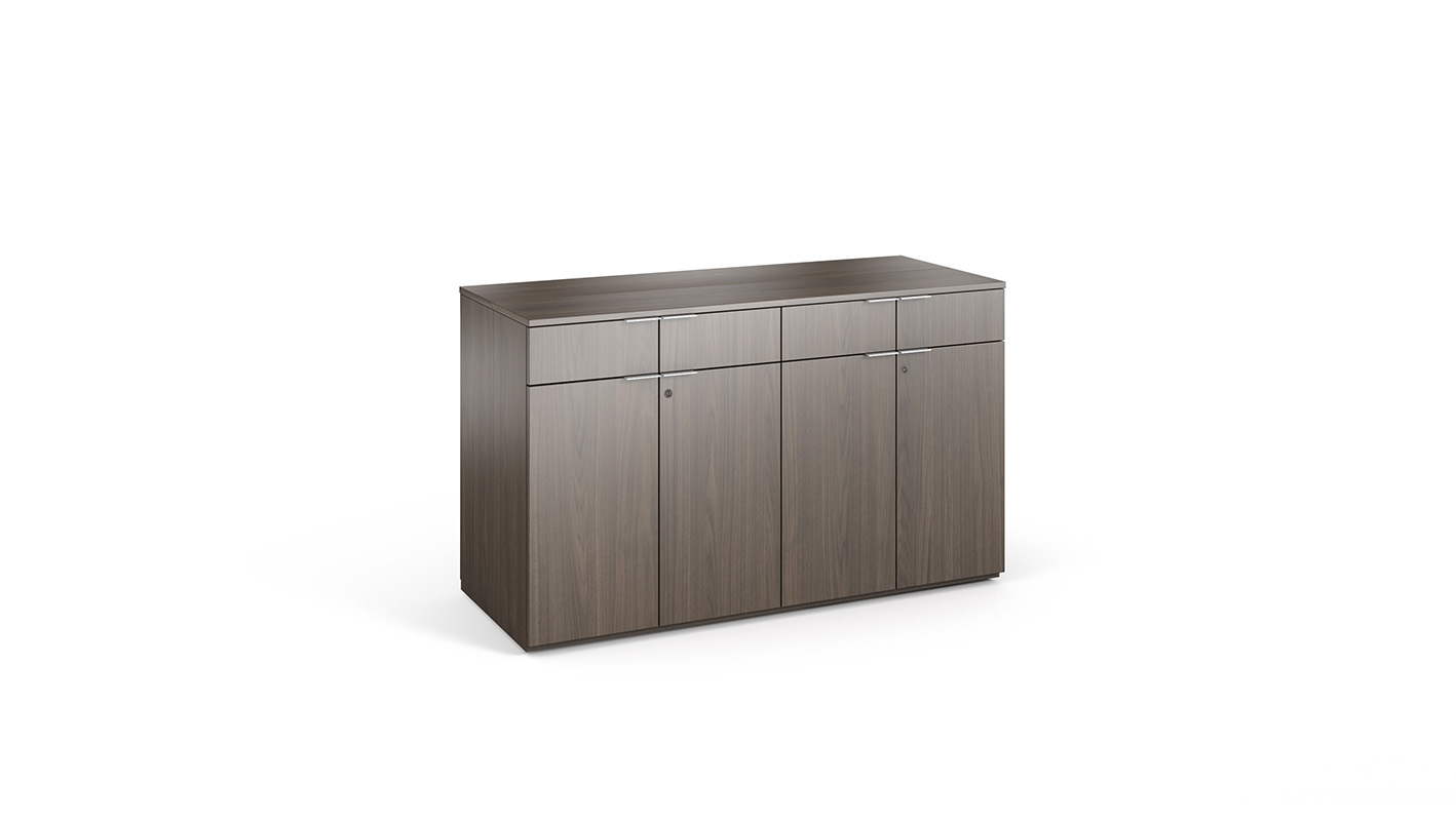 60" wide Foundation Monitor Lift Credenza with hidden TV