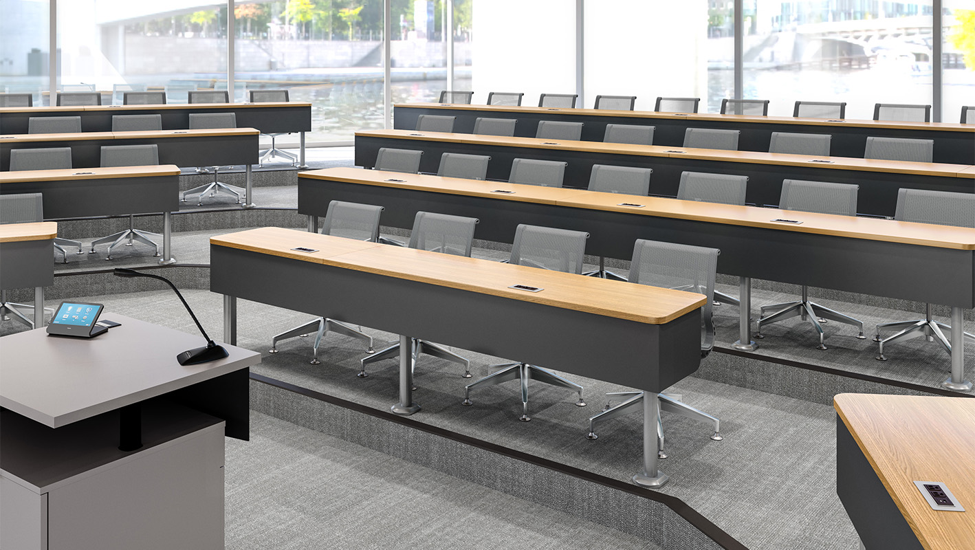 Tiered lecture hall space featuring Zori Lecture Hall