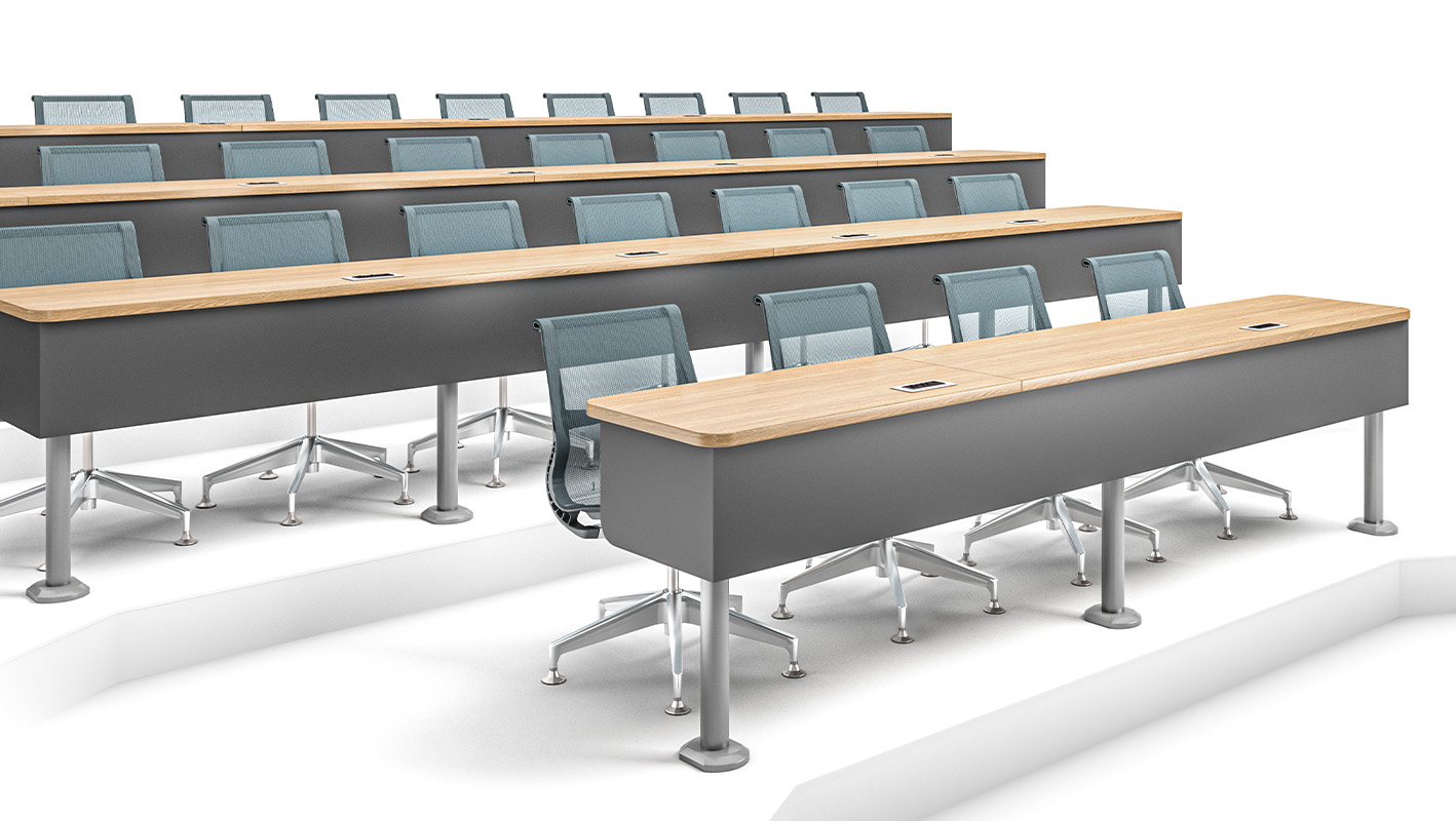 Tiered space with Zori Lecture Hall tables