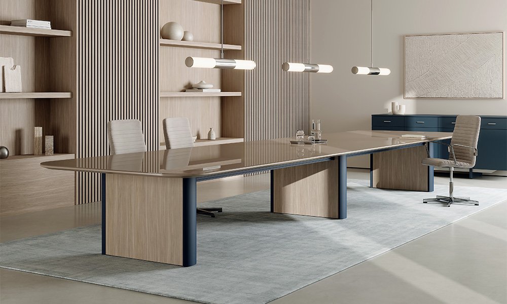 Camber conference table in an elegant room.