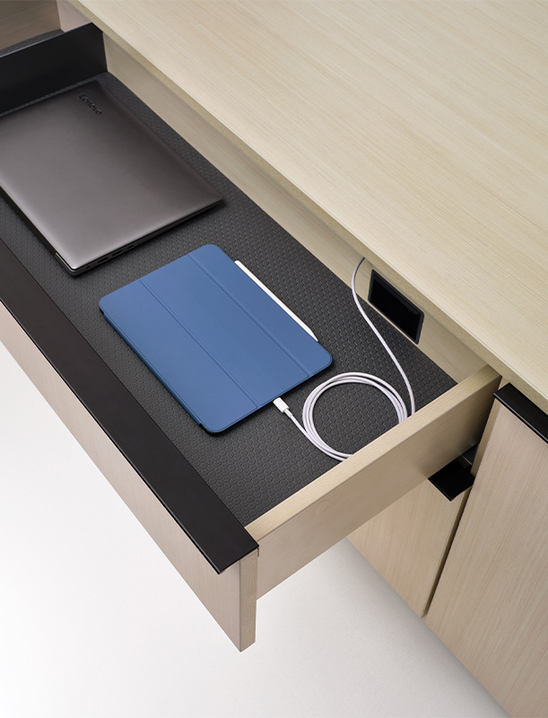 Affinity tech drawer with tablet. 