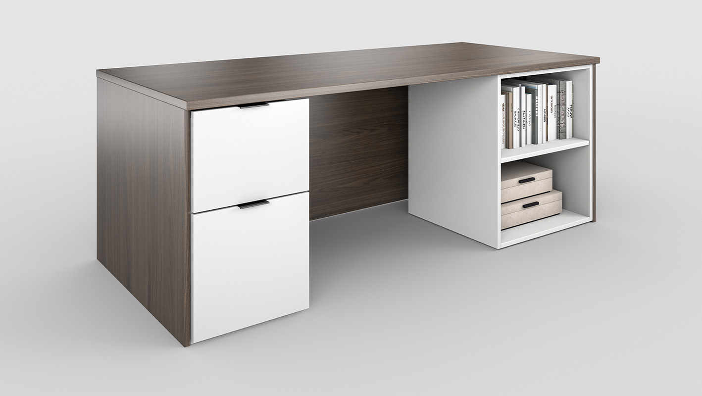 Affinity shell desk with storage.