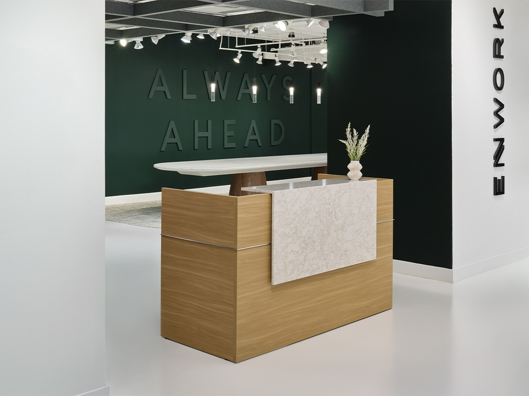 Reception station with quartz front.