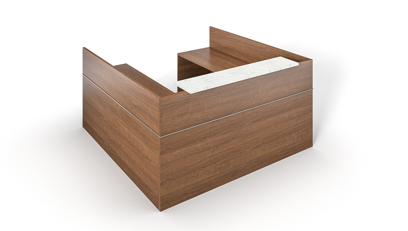 U-shaped reception desk.