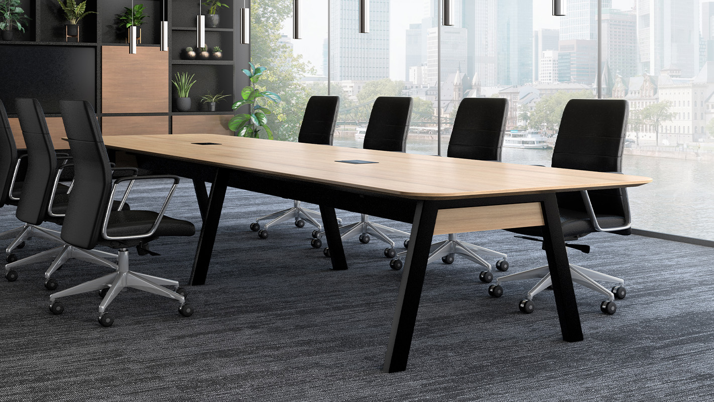 Alkalign table in a boardroom.