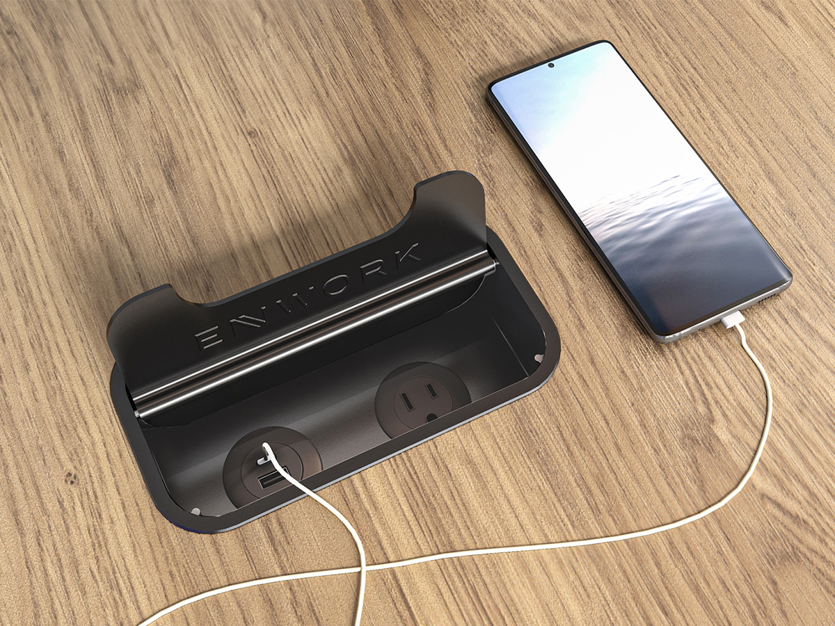 Alpha power unit with phone plugged in.