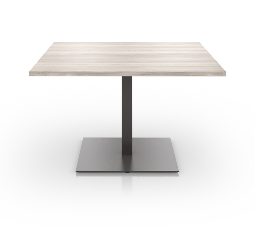 Square base table on white background. 