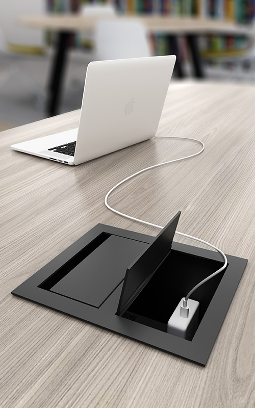 Ellora Deepwell with laptop plugged in. 