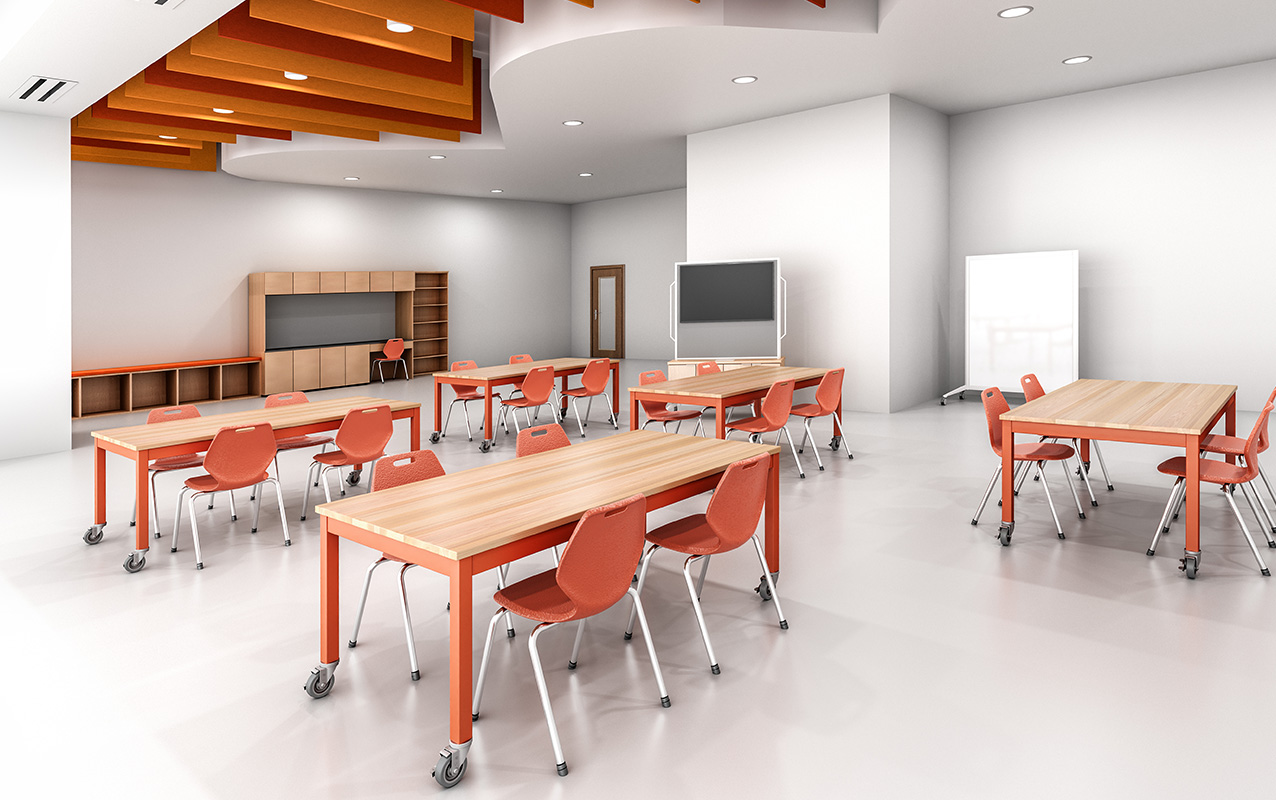 Emerson table in a classroom setting. 