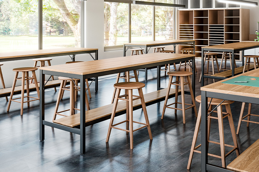 Emerson table in a classroom. 
