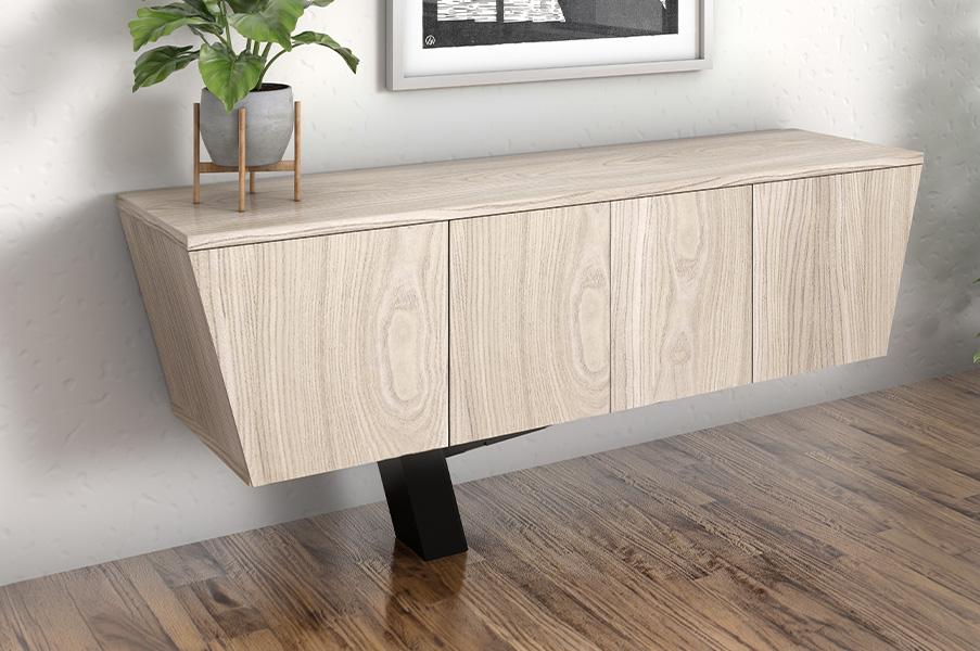 Equilibrium credenza against the wall. 
