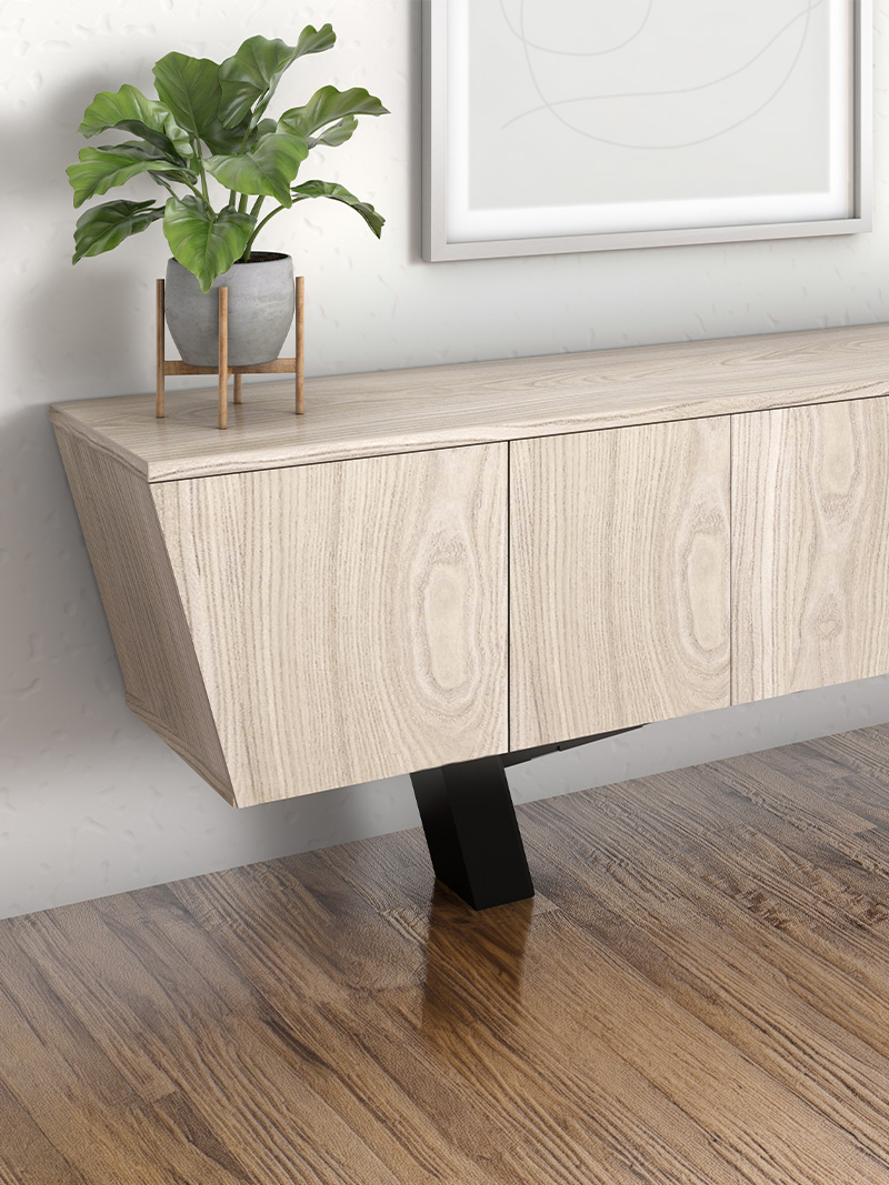 Equilibrium credenza against the wall. 