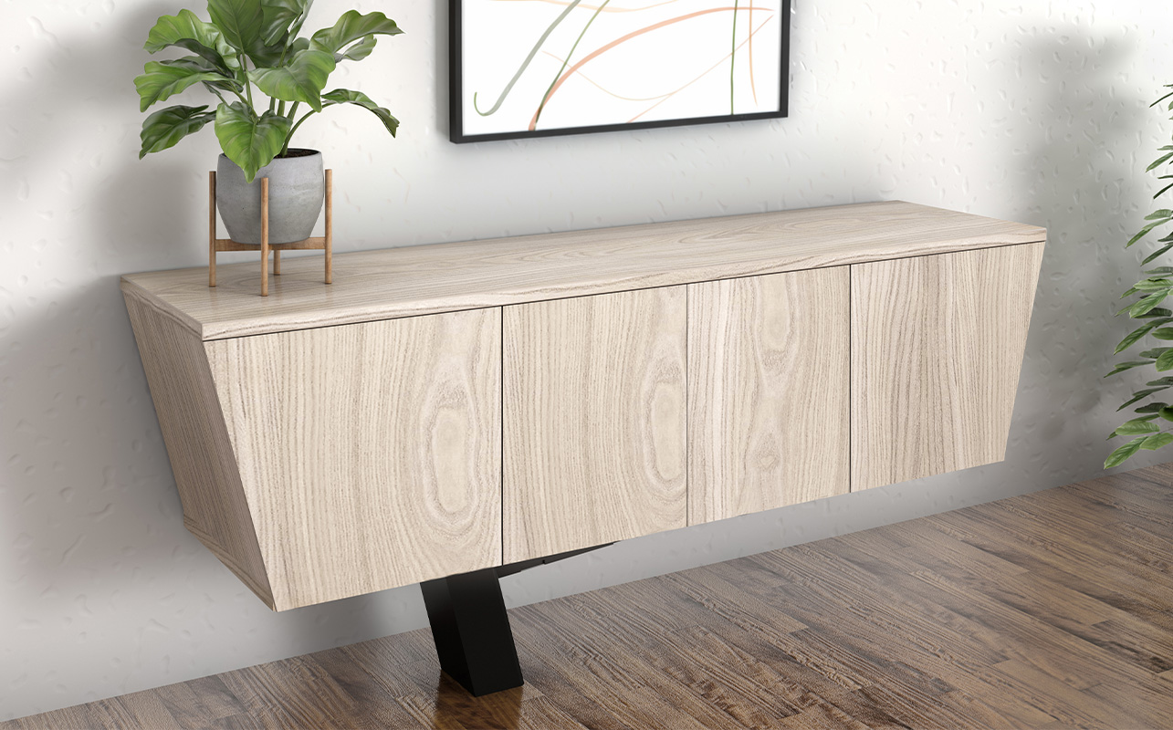 Equilibrium credenza with artwork. 