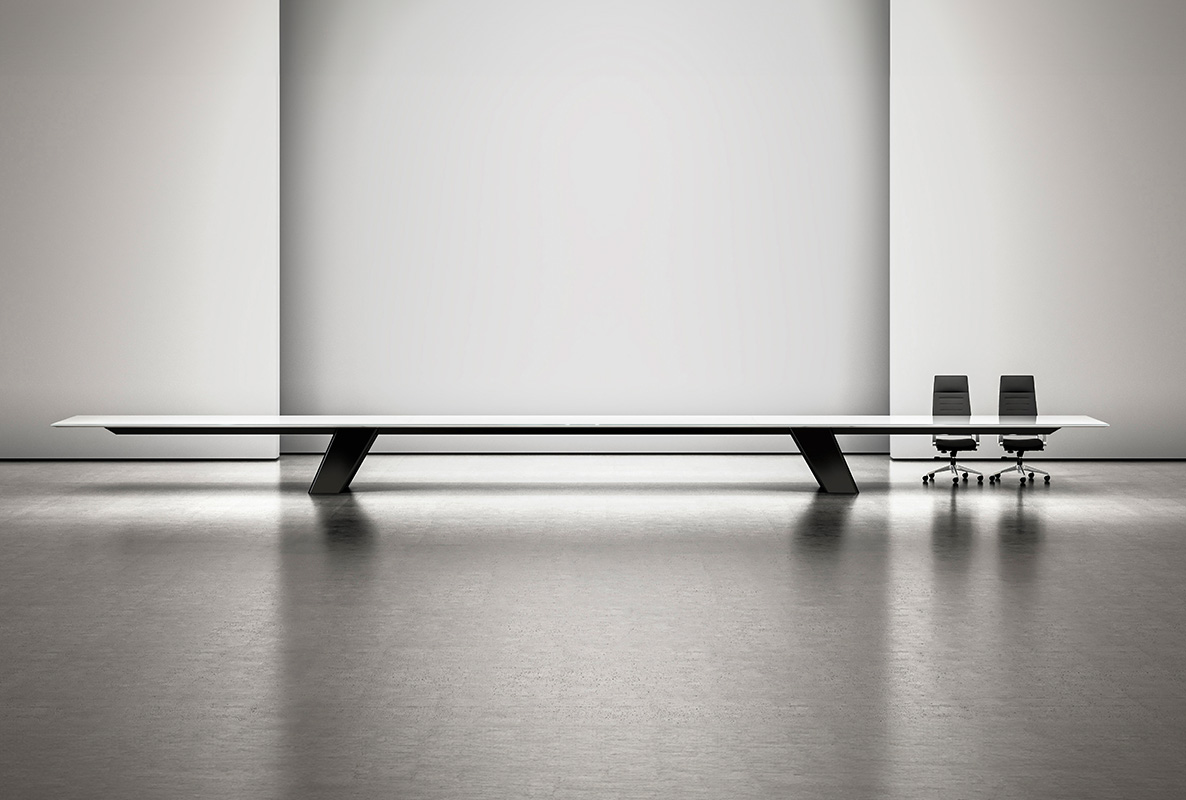 Large expanse conference table. 