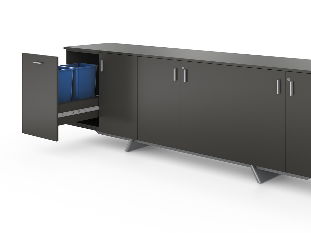Expanse credenza with trash pullout.
