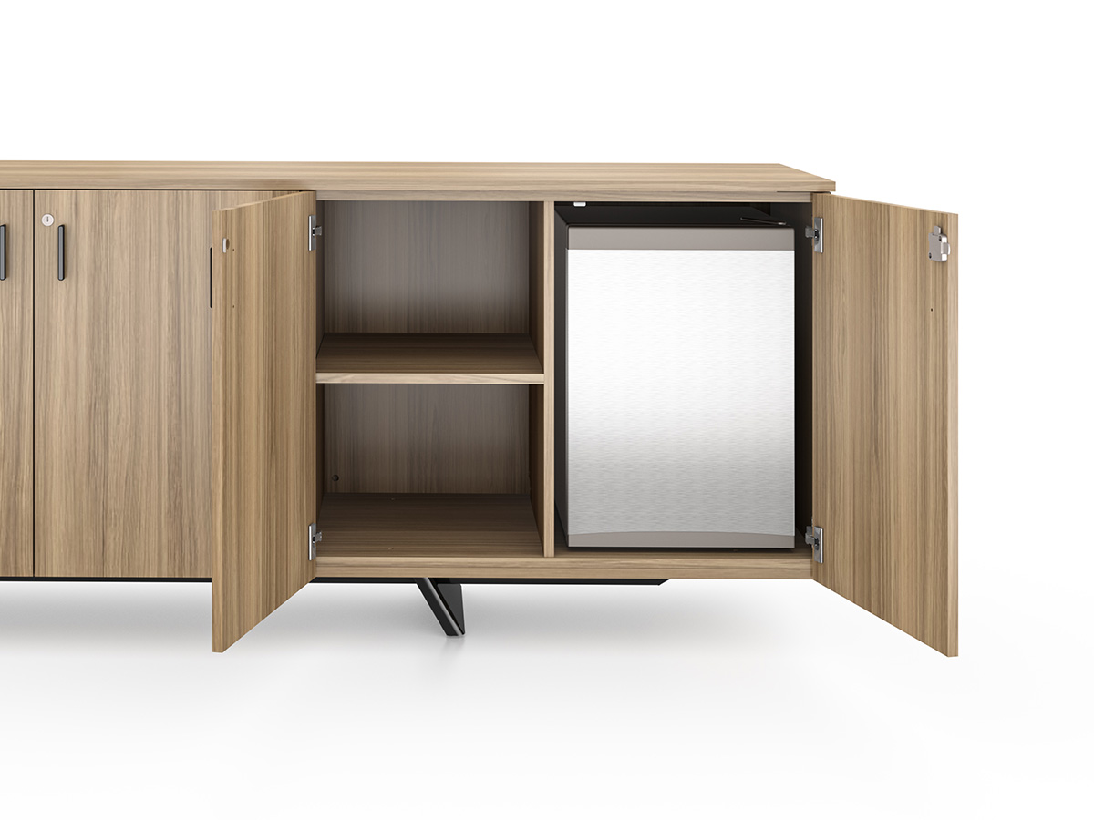 Expanse credenza with refrigerator.