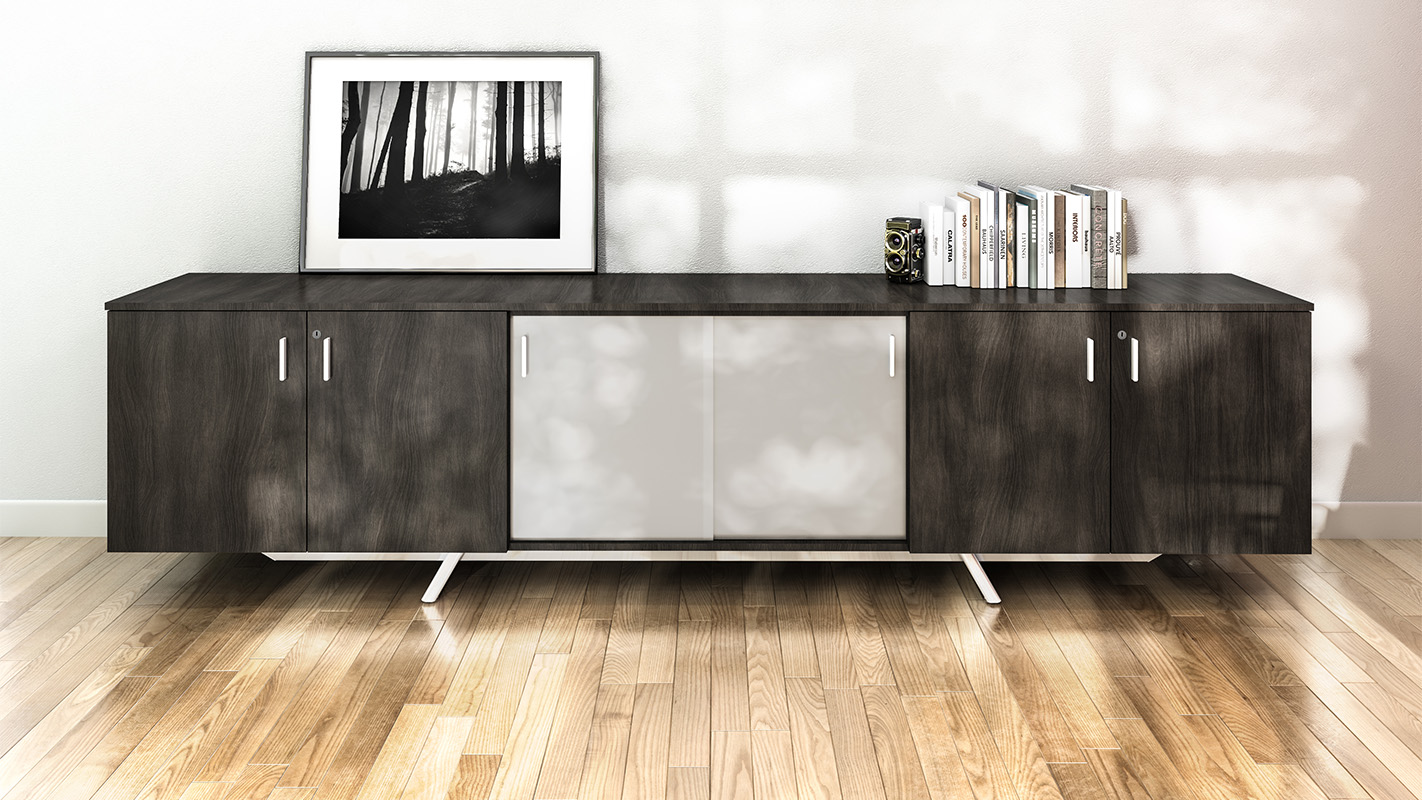 Expanse credenza with artwork. 