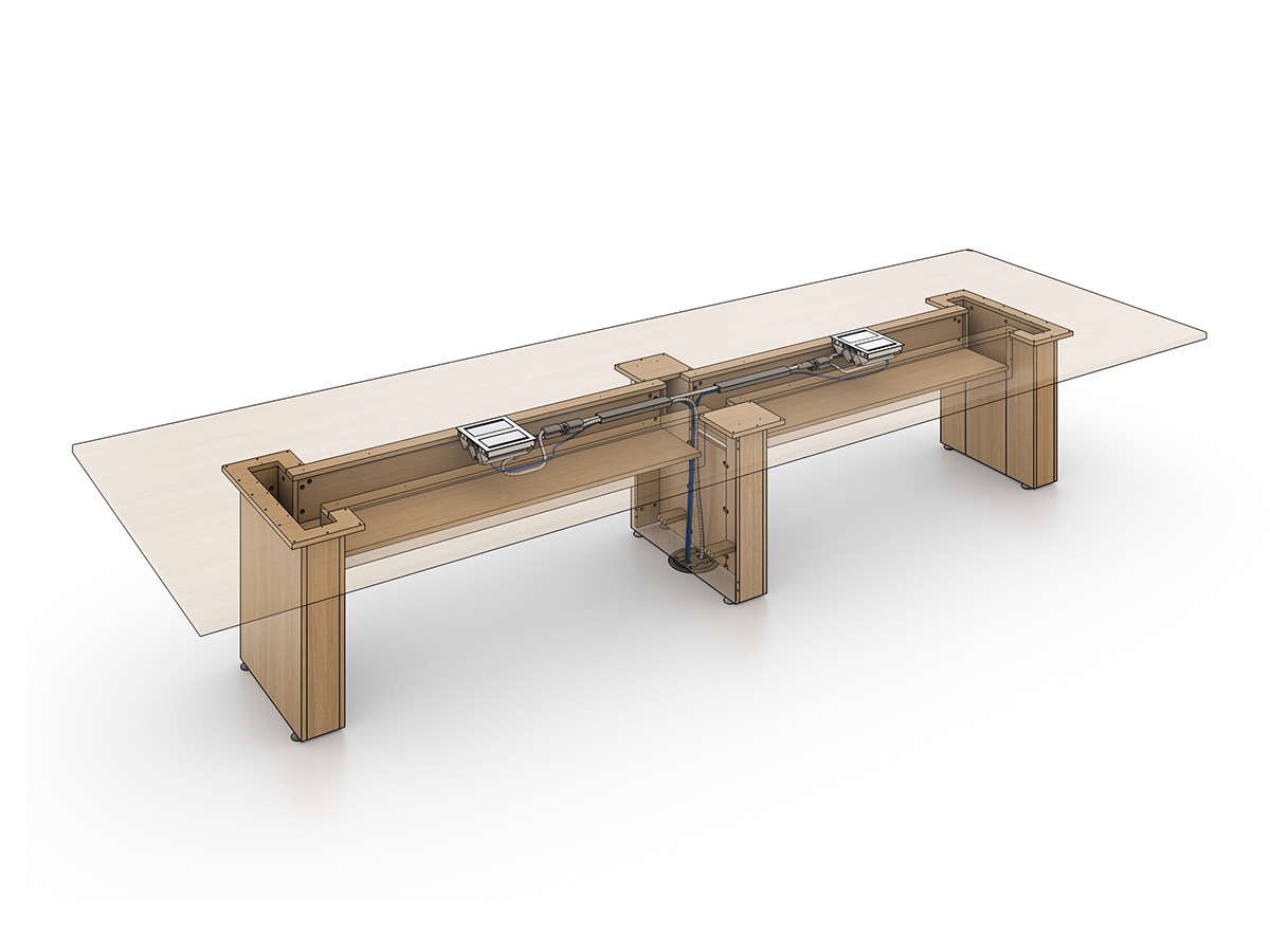 Foundation table with wires routed.