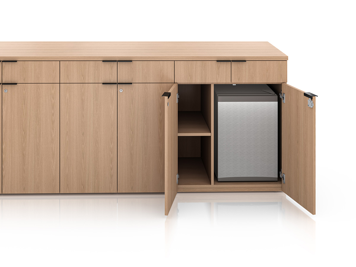 Foundation credenza with fridge. 
