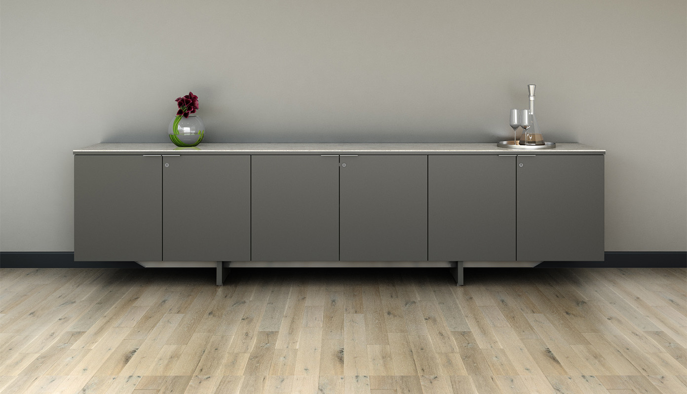 Foundation EX Credenza against a wall. 